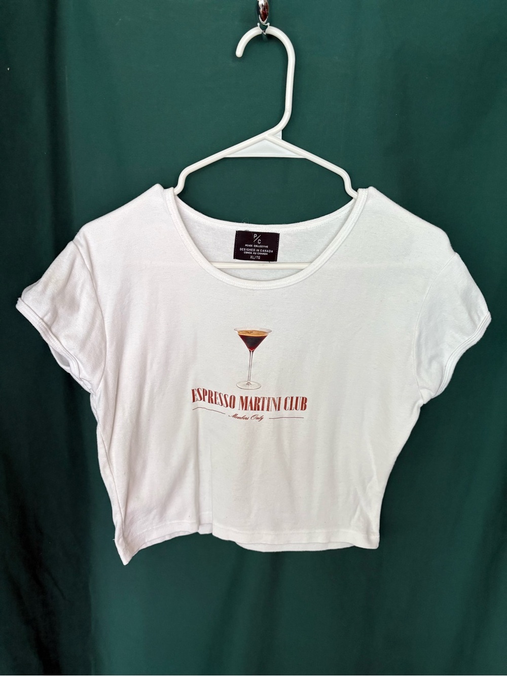 Peace collective White "Espresso Martini Club" Graphic Crop Tee -
